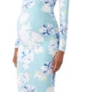 Yumi Kim Blue Floral Long Sleeve Maternity Dress